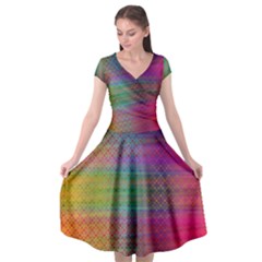 Colorful Sheet Cap Sleeve Wrap Front Dress by LoolyElzayat