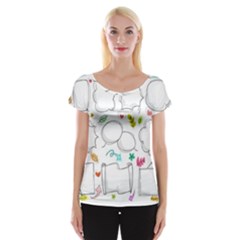 Set Chalk Out Chitchat Scribble Cap Sleeve Tops by Nexatart