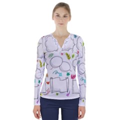 Set Chalk Out Chitchat Scribble V-neck Long Sleeve Top