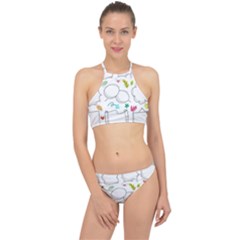 Set Chalk Out Chitchat Scribble Racer Front Bikini Set by Nexatart