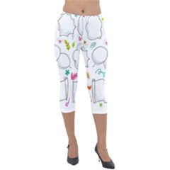 Set Chalk Out Chitchat Scribble Lightweight Velour Capri Leggings  by Nexatart