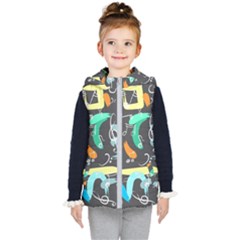 Repetition Seamless Child Sketch Kid s Hooded Puffer Vest by Nexatart