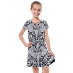 Ornate Hindu Elephant  Kids  Cross Web Dress by Valentinaart