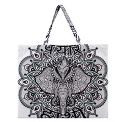 Ornate Hindu Elephant  Zipper Large Tote Bag by Valentinaart