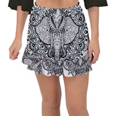 Ornate Hindu Elephant  Fishtail Mini Chiffon Skirt