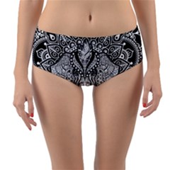 Ornate Hindu Elephant  Reversible Mid-waist Bikini Bottoms by Valentinaart