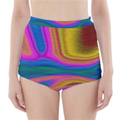 Colorful Waves High-waisted Bikini Bottoms by LoolyElzayat