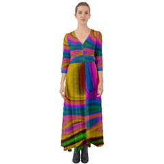 Colorful Waves Button Up Boho Maxi Dress by LoolyElzayat