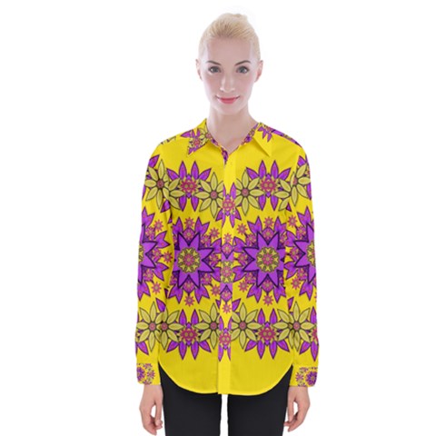Fantasy Flower Wreath With Jungle Florals Womens Long Sleeve Shirt by pepitasart