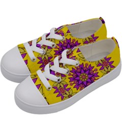 Fantasy Flower Wreath With Jungle Florals Kids  Low Top Canvas Sneakers by pepitasart