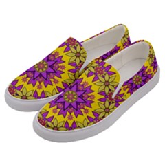 Fantasy Flower Wreath With Jungle Florals Men s Canvas Slip Ons by pepitasart