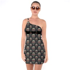 Skulls Motif Pattern One Soulder Bodycon Dress by dflcprints