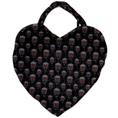 Skulls Motif Pattern Giant Heart Shaped Tote by dflcprints