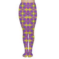 Purple Yellow Swirl Pattern Women s Tights by BrightVibesDesign
