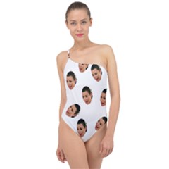 Crying Kim Kardashian Classic One Shoulder Swimsuit by Valentinaart