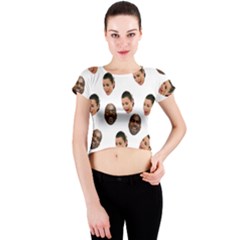 Crying Kim Kardashian Crew Neck Crop Top by Valentinaart