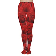 Romantic Red Rose Women s Tights by LoolyElzayat