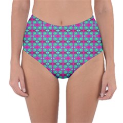 Pink Green Turquoise Swirl Pattern Reversible High-waist Bikini Bottoms by BrightVibesDesign