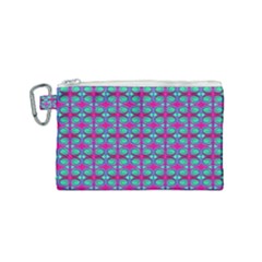 Pink Green Turquoise Swirl Pattern Canvas Cosmetic Bag (small) by BrightVibesDesign
