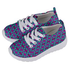 Pink Green Turquoise Swirl Pattern Kids  Lightweight Sports Shoes by BrightVibesDesign