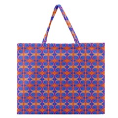 Blue Orange Yellow Swirl Pattern Zipper Large Tote Bag by BrightVibesDesign