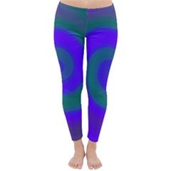 Swirl Green Blue Abstract Classic Winter Leggings by BrightVibesDesign