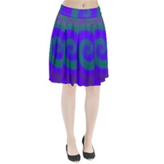 Swirl Green Blue Abstract Pleated Skirt by BrightVibesDesign