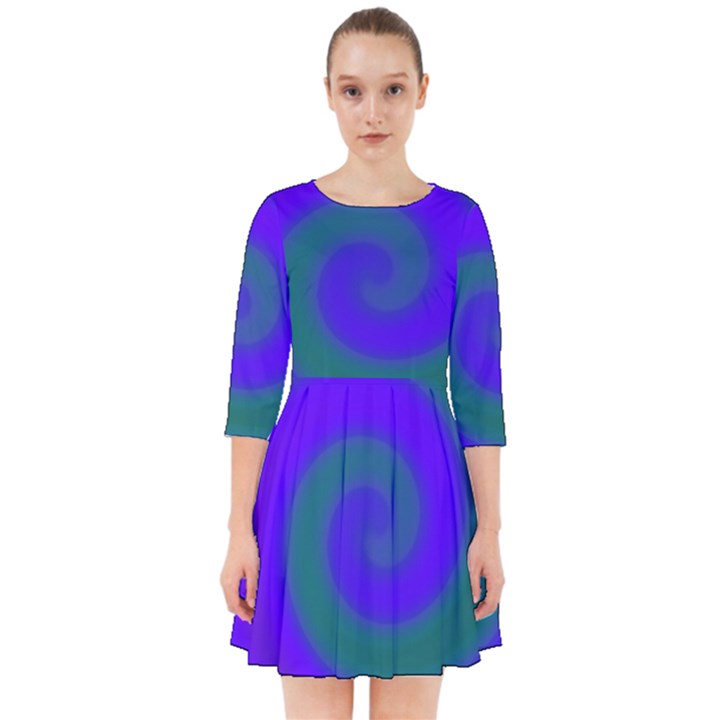 Swirl Green Blue Abstract Smock Dress