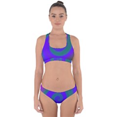 Swirl Green Blue Abstract Cross Back Hipster Bikini Set by BrightVibesDesign