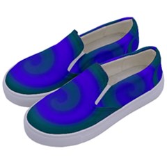 Swirl Green Blue Abstract Kids  Canvas Slip Ons by BrightVibesDesign