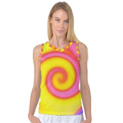 Swirl Yellow Pink Abstract Women s Basketball Tank Top by BrightVibesDesign