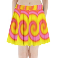 Swirl Yellow Pink Abstract Pleated Mini Skirt by BrightVibesDesign