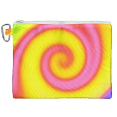 Swirl Yellow Pink Abstract Canvas Cosmetic Bag (xxl) by BrightVibesDesign