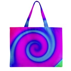 Swirl Pink Turquoise Abstract Zipper Mini Tote Bag by BrightVibesDesign