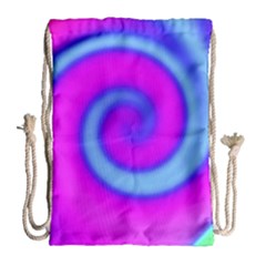 Swirl Pink Turquoise Abstract Drawstring Bag (Large)