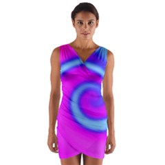 Swirl Pink Turquoise Abstract Wrap Front Bodycon Dress