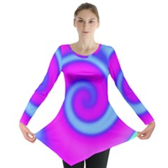 Swirl Pink Turquoise Abstract Long Sleeve Tunic 