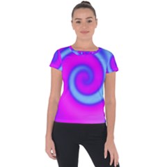 Swirl Pink Turquoise Abstract Short Sleeve Sports Top 
