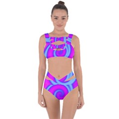 Swirl Pink Turquoise Abstract Bandaged Up Bikini Set 