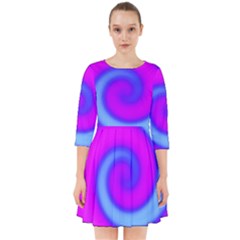 Swirl Pink Turquoise Abstract Smock Dress