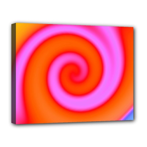 Swirl Orange Pink Abstract Canvas 14  X 11  by BrightVibesDesign