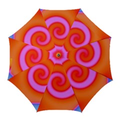 Swirl Orange Pink Abstract Golf Umbrellas by BrightVibesDesign