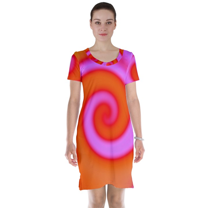 Swirl Orange Pink Abstract Short Sleeve Nightdress