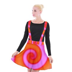 Swirl Orange Pink Abstract Suspender Skater Skirt by BrightVibesDesign