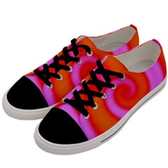 Swirl Orange Pink Abstract Men s Low Top Canvas Sneakers by BrightVibesDesign