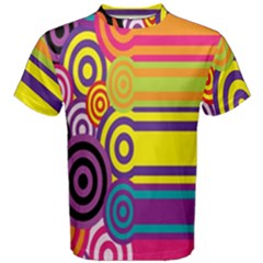 Retro Circles And Stripes 60s Men s Cotton Tee