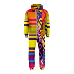 Retro Circles And Stripes 60s Hooded Jumpsuit (Kids)