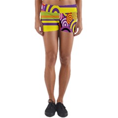 Retro Circles And Stripes 60s Yoga Shorts