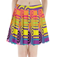 Retro Circles And Stripes 60s Pleated Mini Skirt