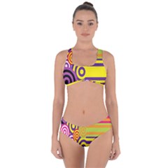 Retro Circles And Stripes 60s Criss Cross Bikini Set